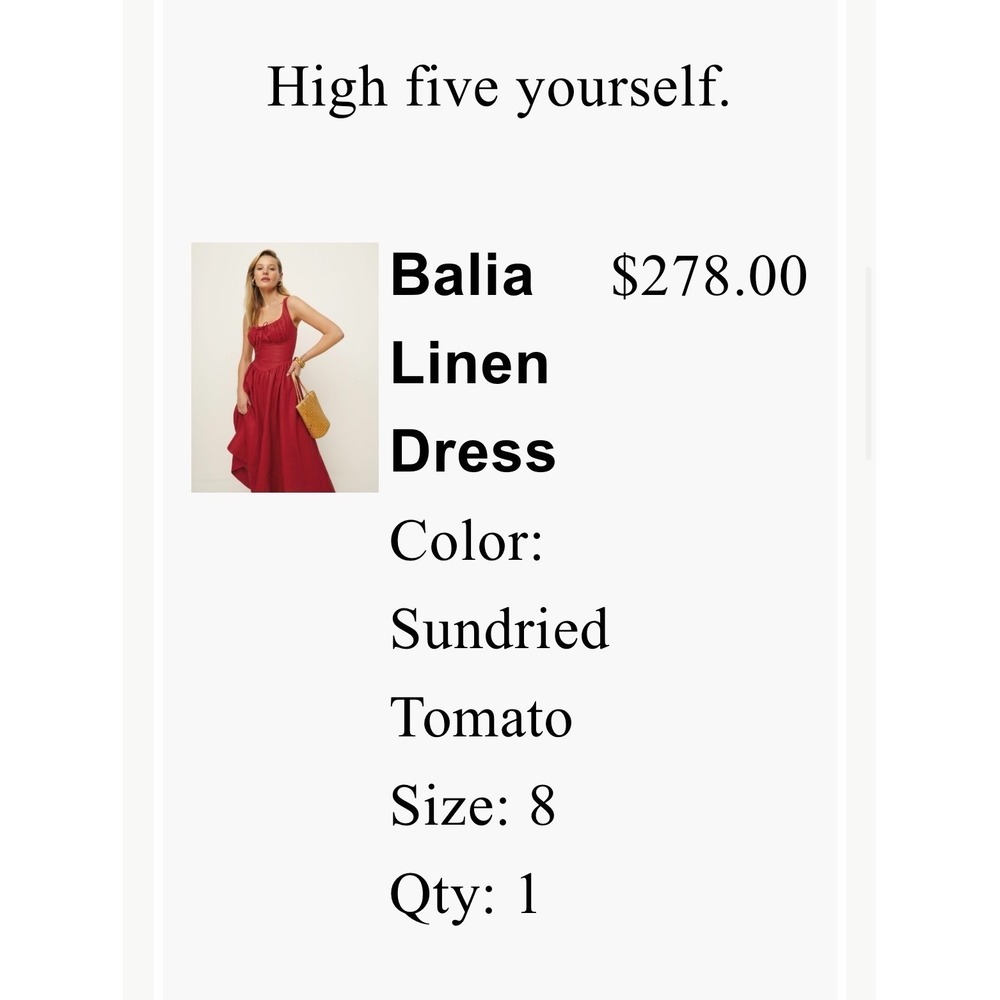 Reformation Balia Linen Dress Sundried Tomato Red Midi Ruched Bust Size 8 NEW - Picture 5 of 7